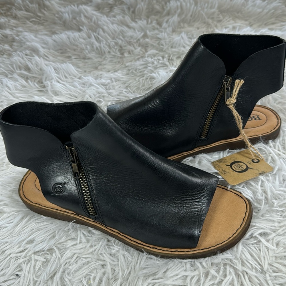Born Black Leather Sandals
